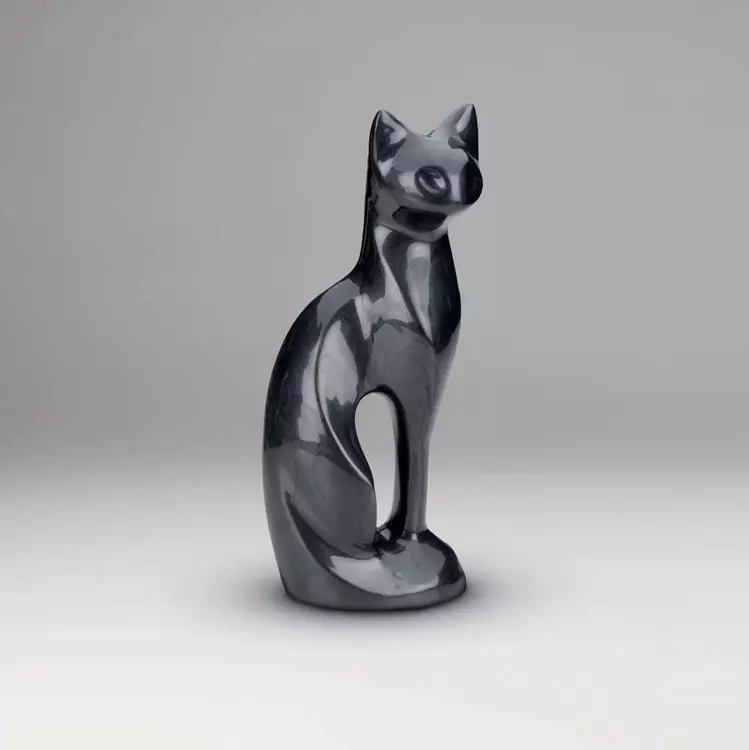 Black Graceful Sitting Cat Urn Phoenix Pet Cremations